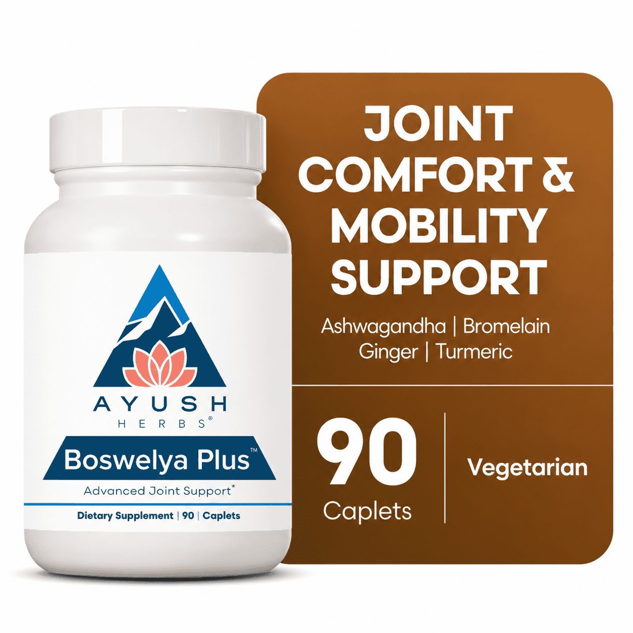 Ayush Herbs Boswelya Plus Glucosamine Chondroitin Supplement for Joint Support, 90 Caplets