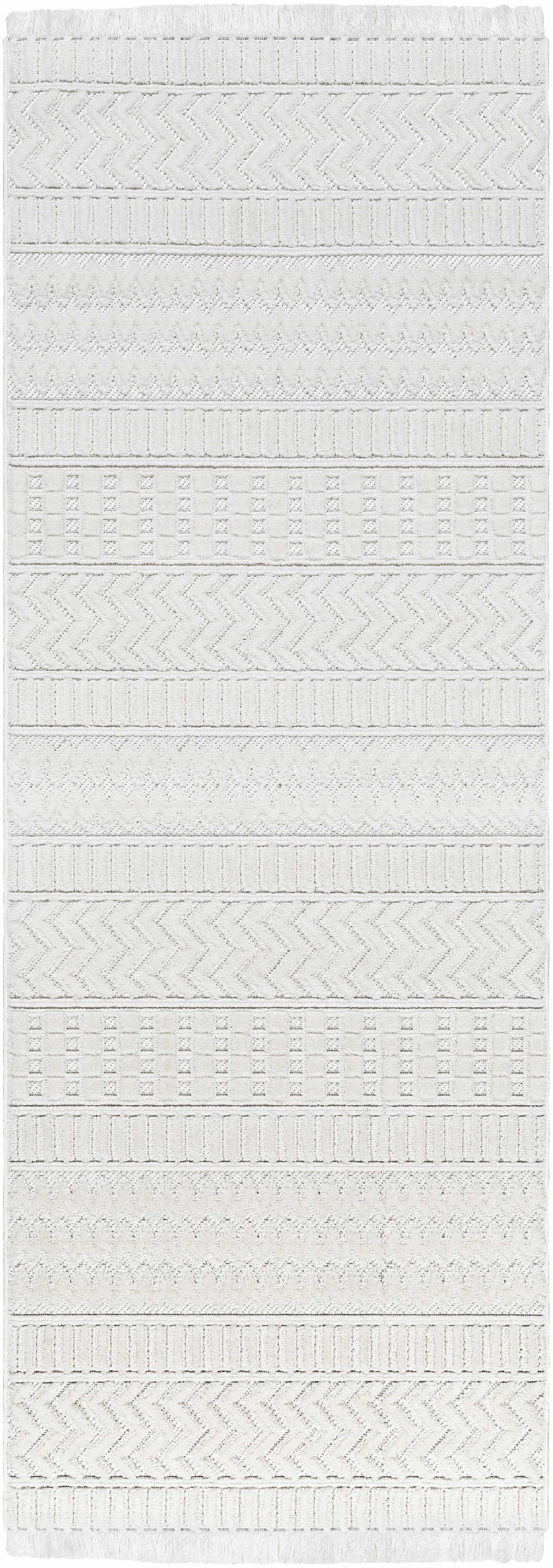 Hauteloom CIRA Living Room, Bedroom Area Rug - Traditional, Transitional - High Pile - White - 8'10" x 12'