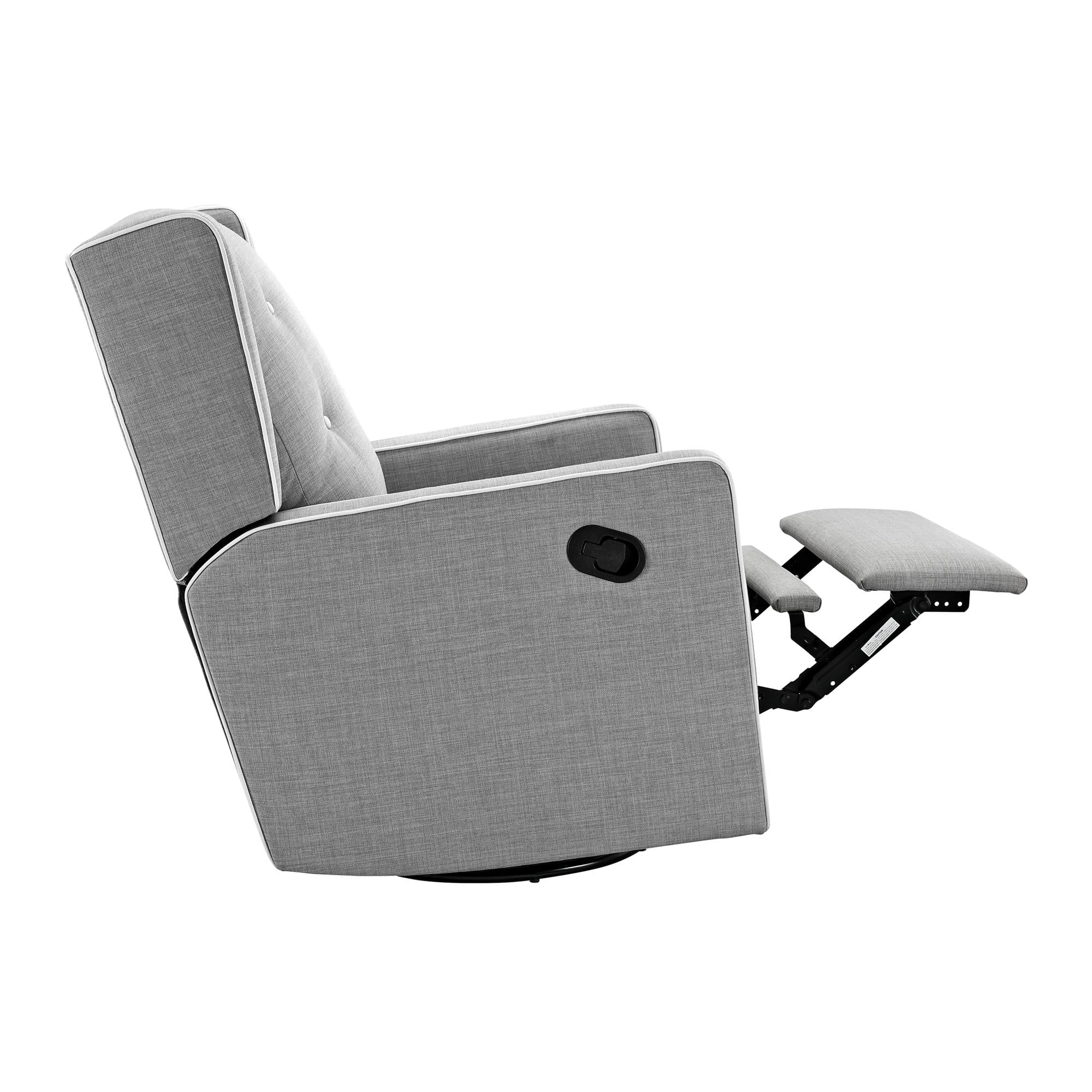 Baby Relax Mikayla 4-in-1 Nursery Swivel Glider Rocker Recliner, Gray Linen