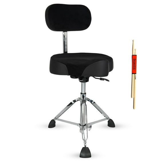 Drum Throne with Backrest, 4" Padded Stool with Airlift Adjustment 19"-25", 441Lb Capacity Heavy-Duty Drum Stool for Drummers, Double-Braced Steel Base