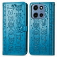 thumbnail image 2 of for Motorola Moto G 5G 2025 Case, Premium PU Leather Wallet Case [Cat & Dog & Flowers Embossed] Card Slots Kickstand Magnetic Closure Flip Case Cover for Motorola Moto G 5G 2025, Blue, 2 of 10