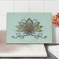 thumbnail image 2 of Lotus Cutting Board, Themed Flower Motif on Off White Background with Swirls Curls, Decorative Tempered Glass Cutting and Serving Board, in 3 Sizes, by Ambesonne, 2 of 5