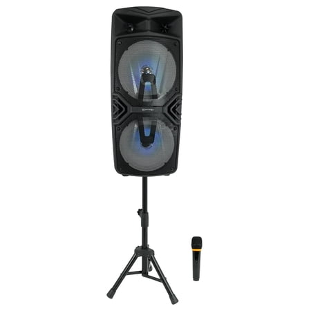 Technical Pro Dual 8 Rechargeable Karaoke Machine System w/Stand+Wireless Mic