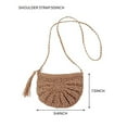 thumbnail image 3 of Straw Crossbody Bag for Women，Handmade Woven Rope Tassel Straw Bag，Semicircle Woven Bag Cell Phone Coin Bag,Khaki, 3 of 8