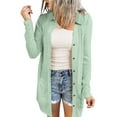 thumbnail image 6 of BLOCLOALO Long Sleeve Cardigan for Women Button Up Sweaters Fashionable and Casual Solid Color Button Tie Pocket Cardigan Jacket Collared Shirts Office Cardigan Boyfriend Sweaters for Women Green 3Xl, 6 of 8