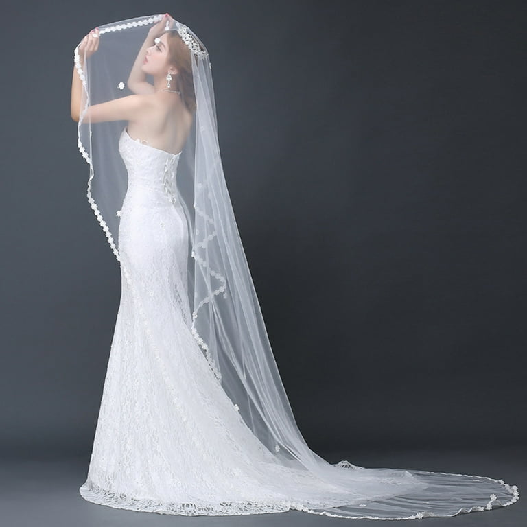 1pc Bride Double-Layer White Veils Long Black Bridal Veil Wedding Hair  Accessori