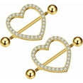 thumbnail image 4 of 14G Rhinestone Heart Nipple Rings for Women Shiny Cubic Zirconia Hollow Love Heart Nipplerings Barbell Nipple Piercing Nipple Shield Rings Body Piercing Jewelry, 4 of 6