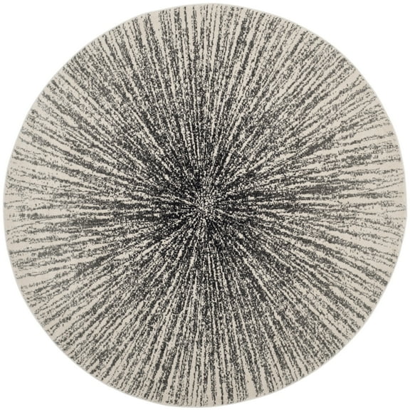 SAFAVIEH Evoke Vana Abstract Area Rug, Black/Ivory, 4' x 4' Round