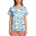 thumbnail image 4 of AHMOMEI Cartoon Animal Print Women's Scrub Tops S-5XL Plus Size Women’s Nurse Uniforms with Pocket V Neck Short Sleeve Scrubs for Women Tops, 4 of 6
