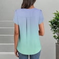 thumbnail image 4 of Ruimatai Women's V-Neck Short Sleeve Blouse Casual Button Down Ombre Print Top Comfortable Summer Fashion T-Shirt, 4 of 6