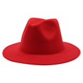 thumbnail image 4 of Gaukiv Unisex Felt Fedora Hats Wide Brim Classic Jazz Caps Structured Crown Versatile Styling Red L, 4 of 4