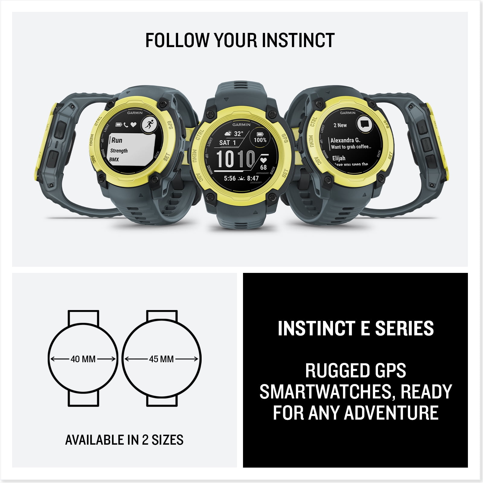 Garmin Instinct E 40mm, Outdoor GPS Smartwatch Electric Lime/Twilight 010-02932-01 Health, Fitness and Tactical Smart Watch Bundle