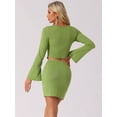 thumbnail image 4 of DARING DIVA Women's Knitted 2 Pieces Outfits V Neck Top and Skirt Sets XS Green, 4 of 6