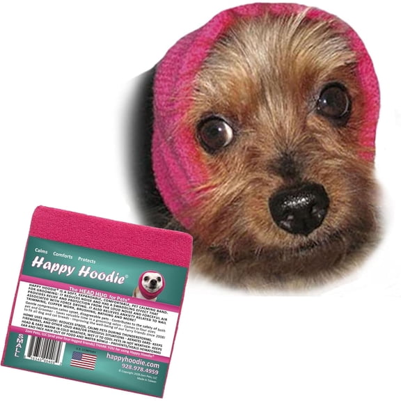 Happy Hoodie The Original Dog & Cat Calming Band for Anxiety Relief, Noise Protection, Grooming, Thunder, Fireworks, Small Pink, Since 2008