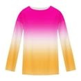 thumbnail image 5 of YUGYXL Long Sleeve Gradient Tunic Tops for Women Trendy Loose Crew Neck Blouse Fall Winter Casual Basic Tee Shirts Hot Pink M, 5 of 5