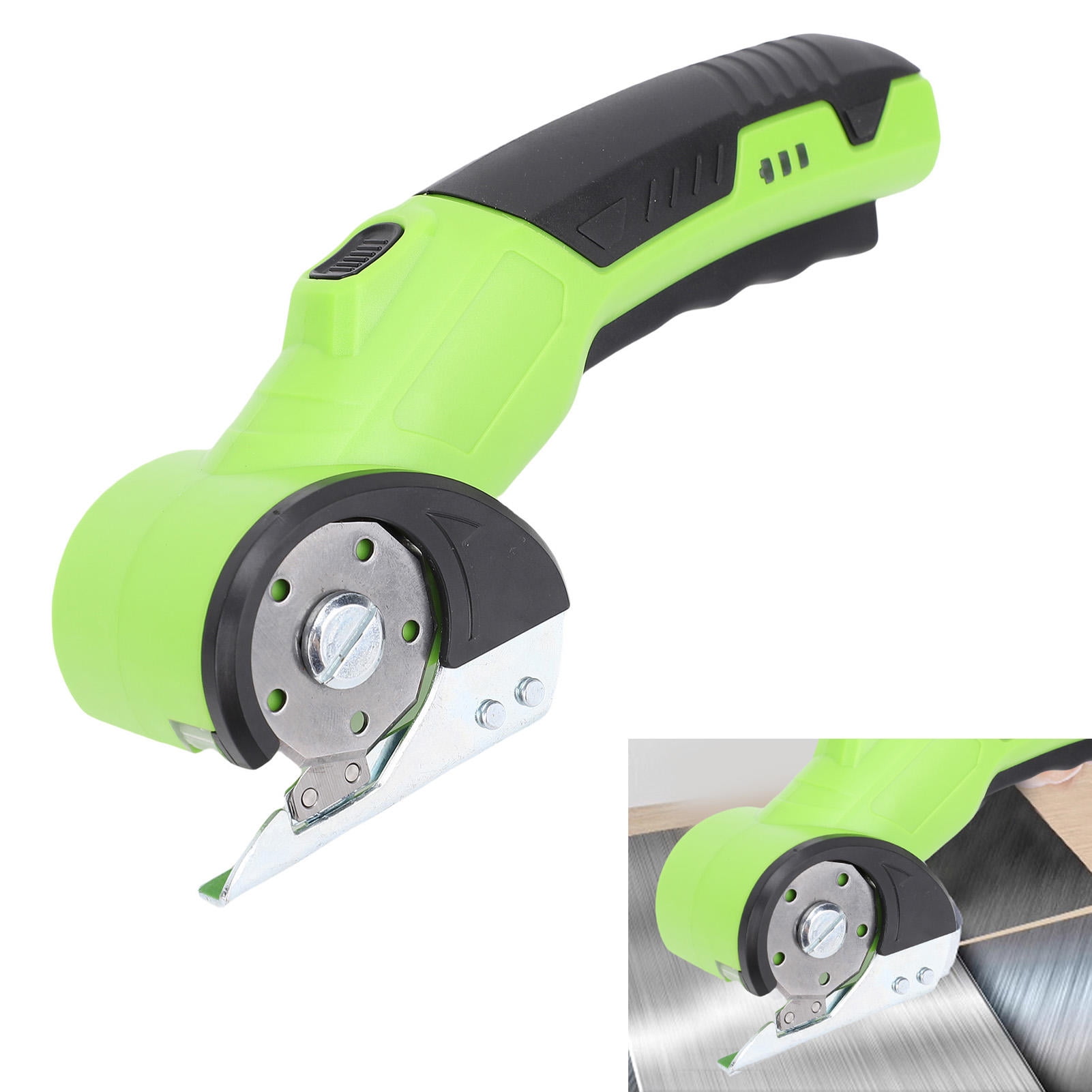 Yajisi Cordless Electric Scissors, Green Low Noise LED Light Multifunctional 1500mAh Li Battery Powered, 8.66x4.72x2.76in