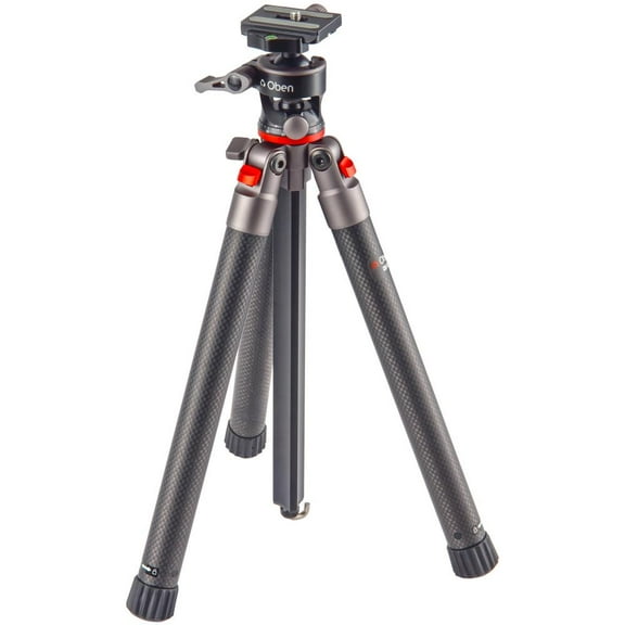Compact Carbon Fiber Tripod w/ 2-Way Ball Head, 13 lb Load Capacity, Adjustable Height (5 to 51.1"), 14.5" Folded Length, 5-Section Twist Lock Legs, Lightweight Travel Tripod for Photography by Oben