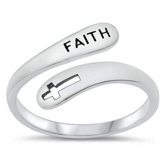 Christian Faith Cross Spoon Ring .925 Sterling Silver Band Jewelry Female Male Unisex Size 10