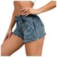 thumbnail image 1 of Pantalones cortos desgastados de cintura alta para mujer: bajo rasgado, tejido suave, estilo informal, tallas S-XXL para el fin de semana/el día a día, 1 of 7