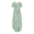 thumbnail image 3 of Vestidos de Verano de Mujer Casual Cuello Redondo Bolsillos de Manga Corta Impresión Vestido Largo, Vestido Ligero de Poliéster para Diario, Fiesta Y Primavera, 3 of 6