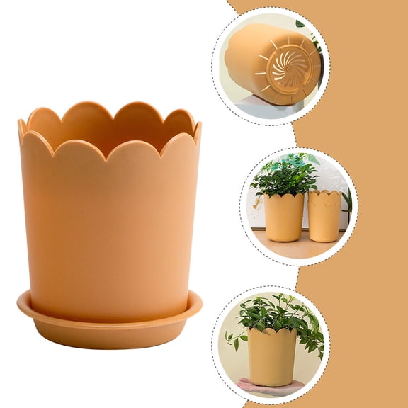NUOLUX 10Sets Minimalist Orange Flowerpots for Indoor and Outdoor Gardening