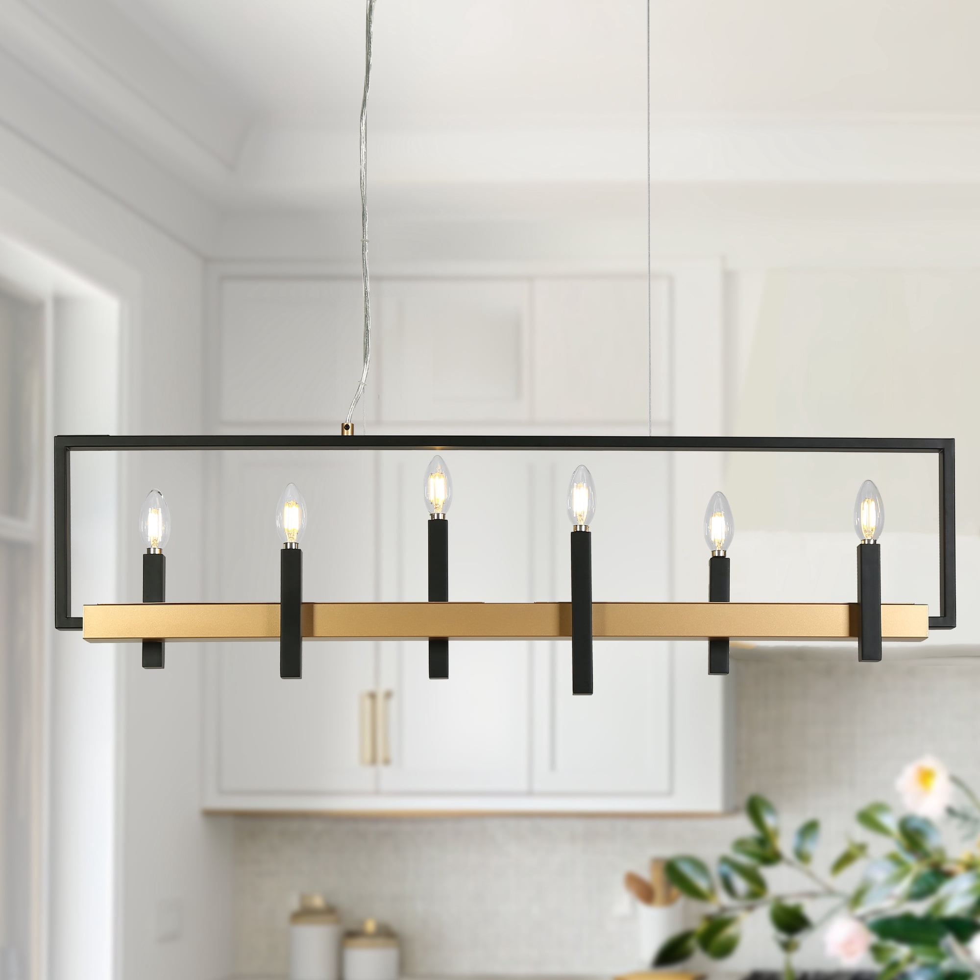 LNC Butterscouch 6-Light Matte Black Modern/Contemporary Led Chandelier