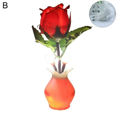 

Romantic Rose Flower Plug-in Light Sensor LED Night Lamp Home Bedroom Decor
