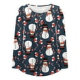 thumbnail image 4 of Hauts pour Femmes Décontractés Chics Hauts Décontractés Amples à Col Rond avec Boutons Manches Longues Imprimé de Noël Blouses d'Été pour Femmes en Liquidation, 4 of 5