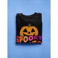 thumbnail image 3 of Spooky Vibes. Retro Pumpkin Sweatshirt Women -Image by Shutterstock, Female Medium, 3 of 4