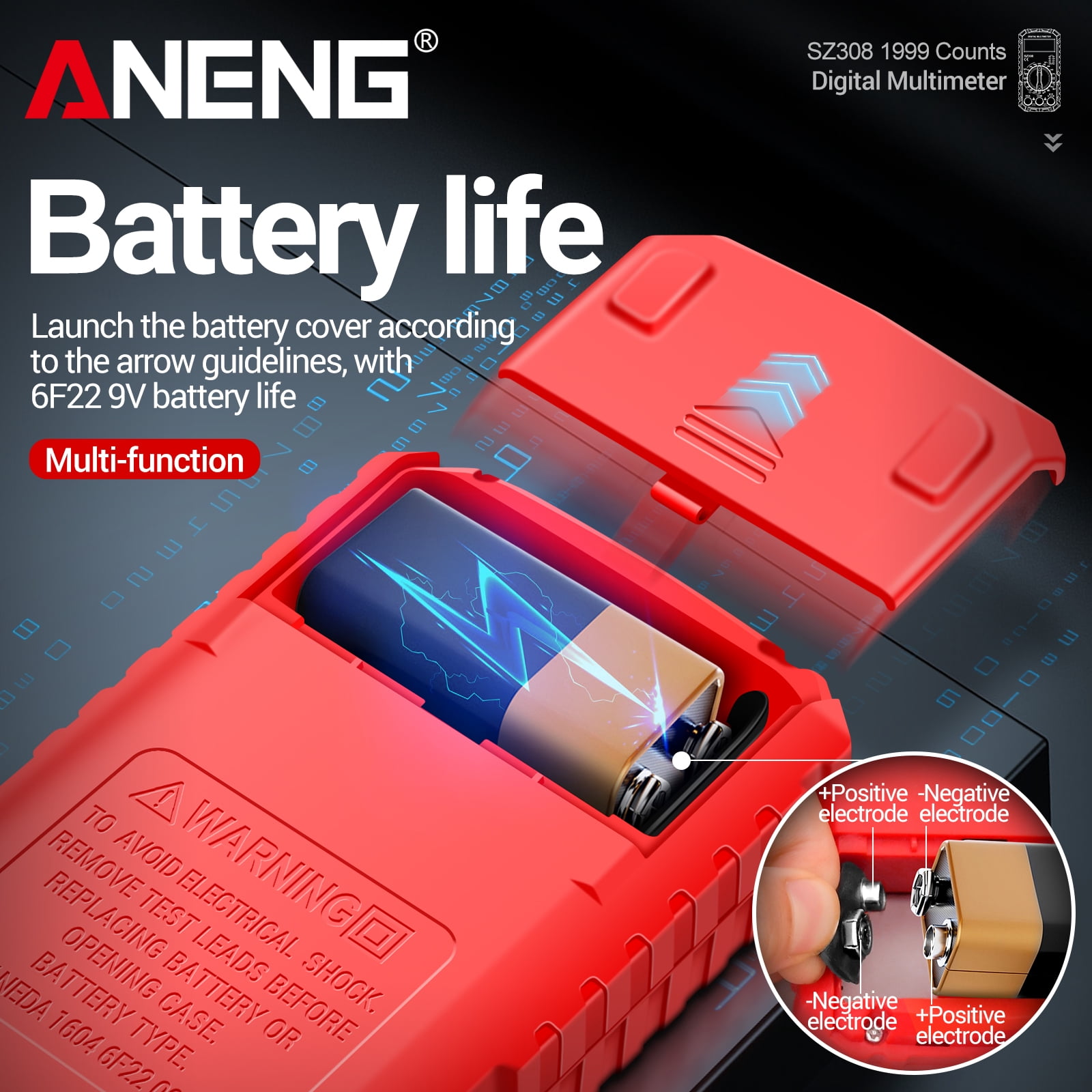 ANENG SZ308 Digital Multimeter,Dc AC Voltmeter Ensure VoltageCurrent,Rsistance,Electric Tools for Househould Outlet,Automotive Battery Test(Red)
