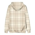 thumbnail image 4 of Men's Loose Fit Plaid Print Hoodie, Casual Long Sleeve Pullover Sweatshirt, Soft Fleece Streetwear for Fall Winter, Christmas Holiday, Lounge and Travel,Khaki,3XL, 4 of 5