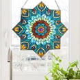 thumbnail image 2 of River of Goods  24-inch Tiffany-style Stained Glass Peacock Star Window Panel - 24"L x 0.25"W x 24"H, 2 of 7