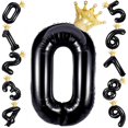 thumbnail image 1 of Globos de aluminio con forma de hormiga, 40 cm, número 0, negros, con corona dorada, 1 of 3