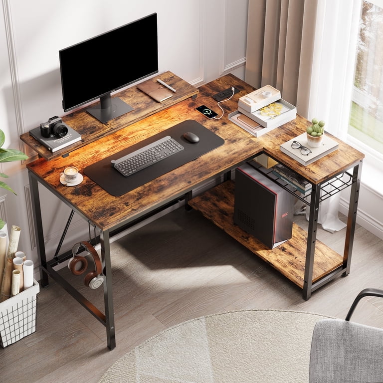 RSPGAME 42 Inch L-Shaped Gaming Desk with LED Lights photo 1