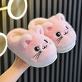 thumbnail image 5 of Tfken Slippers For Girls Boys Size 2.5-3 Years Flock Slip-On Flatform Cat Print Trendy Fleece Pink Slippers, 5 of 7