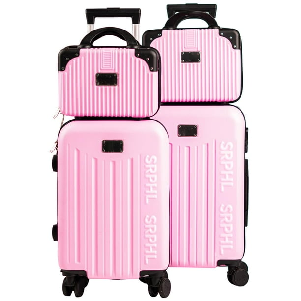 Set de 4 Maletas de Viaje Rígidas 20 y 18 Pulgadas con 2 Neceseres de 11 Pulgadas Equipaje Ligero con Ruedas 360 y Candado TSA Seraphiel