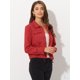 thumbnail image 3 of Chaqueta De Motociclista Con Bolsillos Planos Y Cuello Puntiagudo Casual Para Mujer Rojo XS, 3 of 5