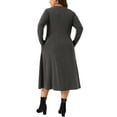 thumbnail image 3 of Agnes Orinda Plus Size Shirt Dress for Women Crew Neck Button Long Sleeve Casual Dresses with Pockets 4X Dark Gray, 3 of 6