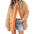 thumbnail image 2 of BAETEUY Women Winter Coat - Double Pockets Loose Color Matching Single-breasted Mid Length Jacket, 2 of 8