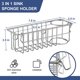thumbnail image 5 of Soporte para esponja 3 en 1 para fregadero de cocina, organizador colgante para fregadero, esponja, paño de cocina, cepillo, estropajo, bandeja de jabón, acero inoxidable 304, 5 of 7