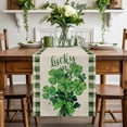 thumbnail image 2 of St. Patrick's Table Runner 13 x 48 Inch, Day Lucky in Love Clover Green Plaid Retro Linen Washable Cotton Linen Dining Table Runner Tabletop Decorations for Restaurant Home Kitchen Party, 2 of 9