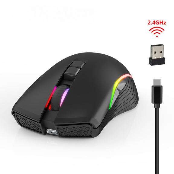 Yidarton T26 2.4G RGB Luminous Wireless Mouse TYPE-C Rechargeable Interface Seven-key Game Mouse