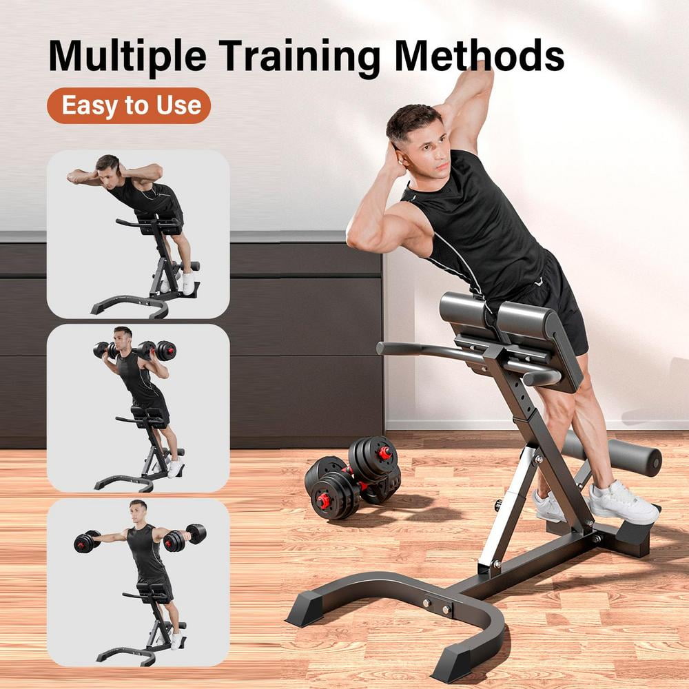 ZHON Roman Chair Back Extender - Angle & Height Adjustable Hyperextension Bench for Home Gym - Adjustable Back Exercise Machine Adjustable Sit up Bench Decline Bench Flat Bench