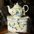 thumbnail image 5 of STP GOODS Wild Berries Bone China Teapot in Gift Box 33.8 fl oz (1 L) Kitchen Teapot for Loose Tea Bone China Tea Pot Tea Brewer Tea and Coffee Pot Kettle for Blooming Teas, White Blue Green, 5 of 12
