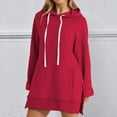 thumbnail image 2 of ManxiVoo Women's Long Hooded Sweatshirt Cozy Winter Wear Soft Casual Street Style Pullover Top XXL Size Red, 2 of 7