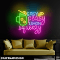 thumbnail image 3 of Craftnamesign Easy Peasy Lemon Squeezy Neon Light, Lemon For Juice Smoothie Store Decor, 3 of 5