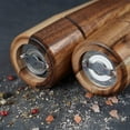 thumbnail image 4 of DeroTeno Salt and Pepper Mill Set with Tray, Adjustable Ceramic Grinder Salt Mill, Stainless Steel Grinder Pepper Mill, Acacia Wood, 8 inch /22 cm Height, Bottom Dia 5.5 cm (Tray is Included), 4 of 8