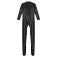 thumbnail image 6 of TiaoBug Women's Long Sleeves Catsuit Shiny Metallic Mock Neck Jumpsuit Full Bodysuit Wet Look Latex Leotard Black XXL, 6 of 7