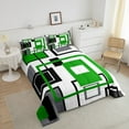 thumbnail image 3 of Erosebridal Geometric Square Bedding Set Black White Lime Green Grey Comforter Set Twin Abstract Geometry Stripes Down Comforter Teen Soft Lightweight Modern Quilt Duvet 1 Pillow Case, 3 of 6
