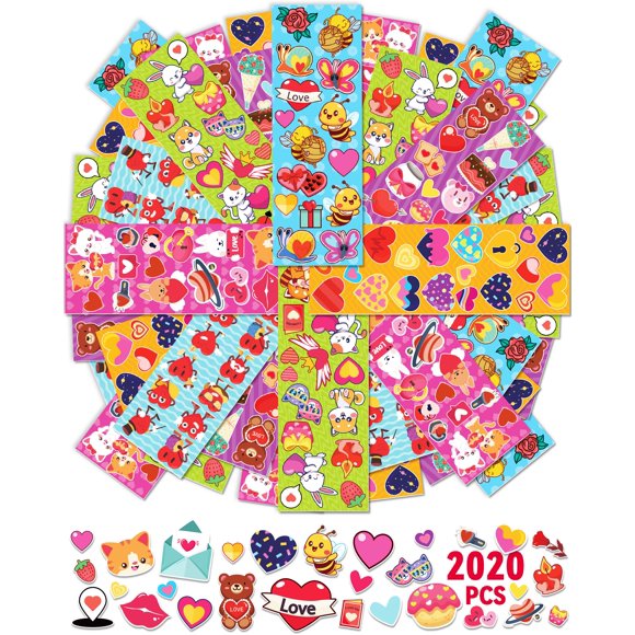 2020 Pcs Pegatinas Del Día De San Valentín Para Niños 120 Hojas De Pegatinas De Corazón Manualidades De San Valentín Regalos De San Valentín Para Niños Aula Bolsas De Regalos De San Valentín Favores D